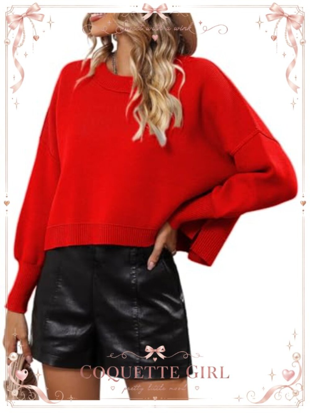 Women's Cropped Knit Sweater Crewneck Long Sleeve Pullover Blouse